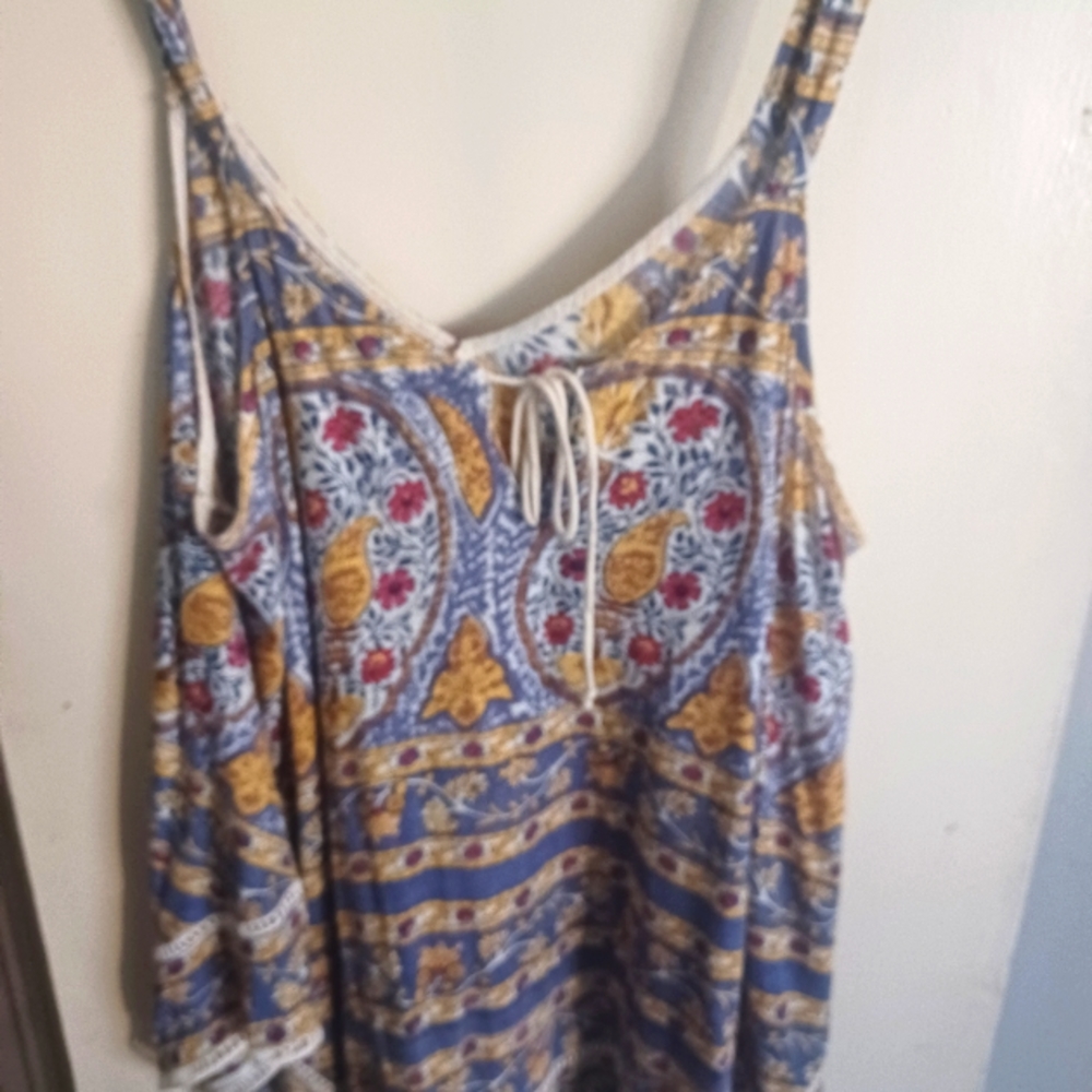 Lucky Brand boho handkerchief hem top XL
